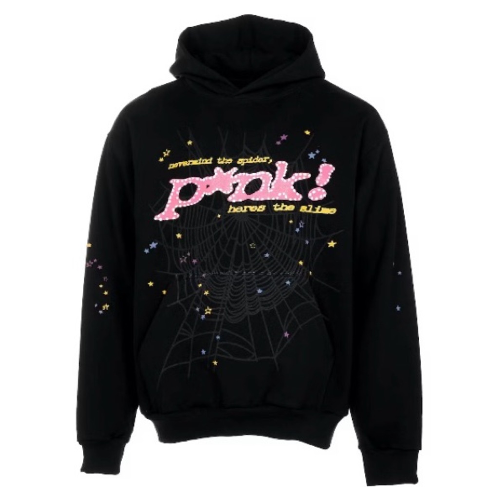 Hoodie Sp5der P*NK en negro